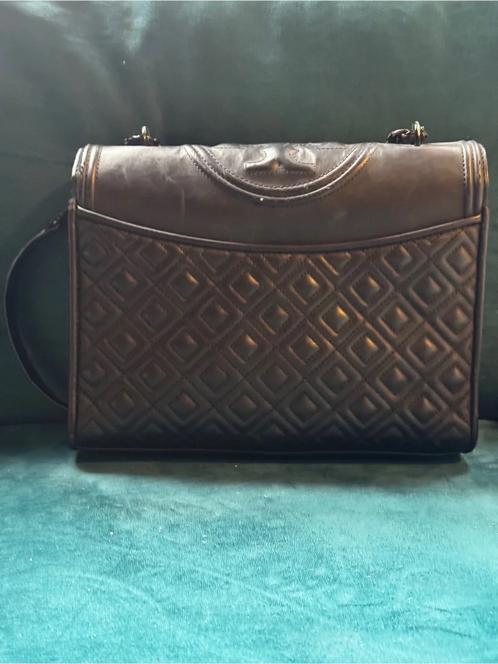 Tory Burch Black Quilted Leather Chain Crossbody Shoulder Bag